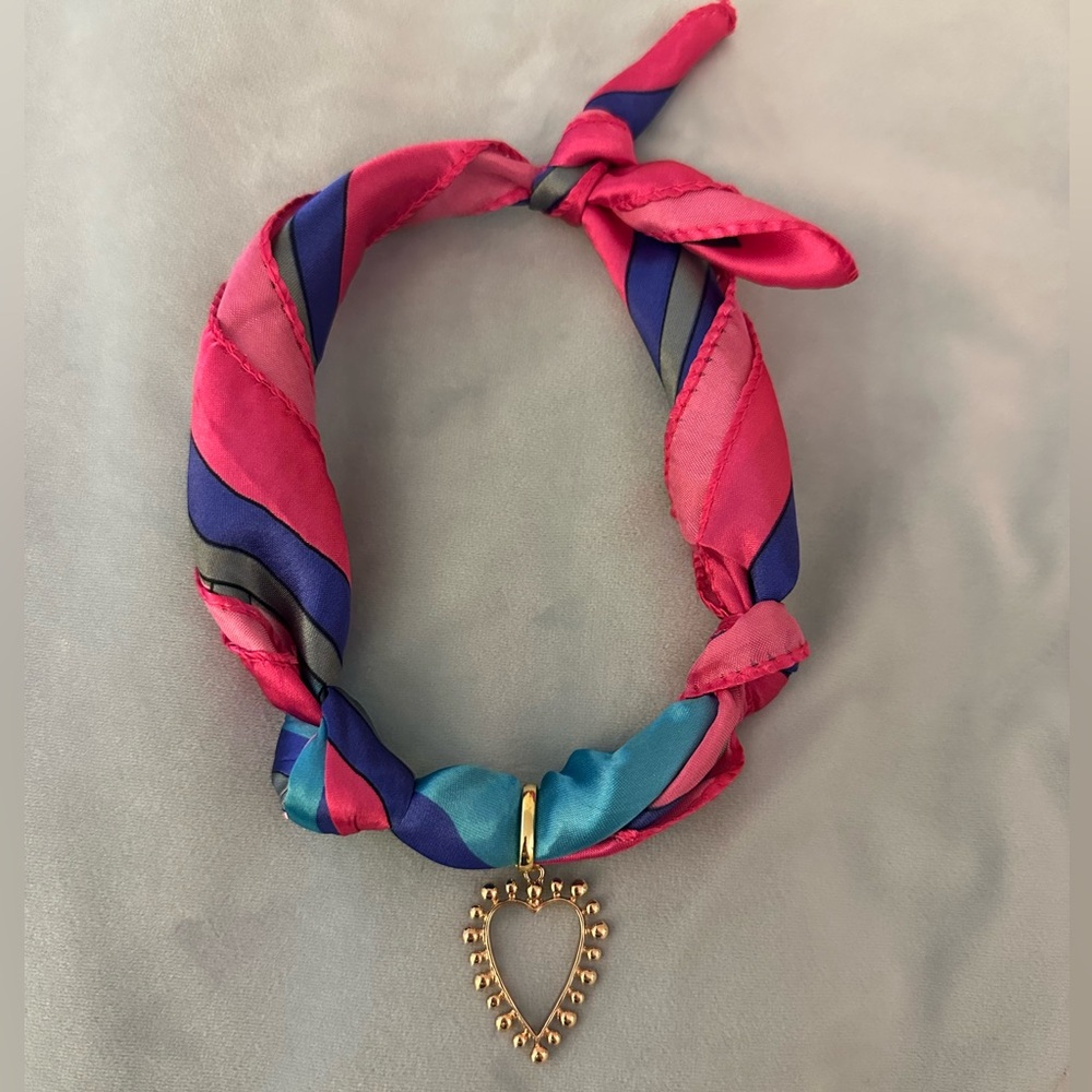 Heart Pendant Scarf Necklace